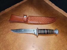 Vtg West Cut Pat No 1967479 WW2 Era Stacked Leather Fixed Blade Hunting Knife  picture