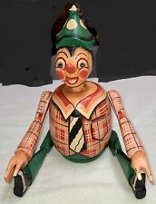 Antique Hand Wood Carved & Painted ~ Pinocchio Jointed Arms And Legs Piggy Bank picture