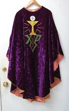 Vintage Purple Velvet Louvre Inc. Vestment Chasuble (#828) Made in France picture