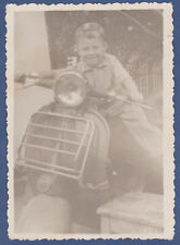 Beautiful Child on an old motorcycle, Cute Kid Soviet Vintage Photo USSR picture