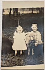 Vintage RPPC FARM CHILDREN WITH SHEEP Postcard CYKO Stamp Box C3 picture
