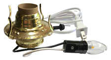 New Brass Plated #2, 3-Terminal Electric Lamp Burner, 6' White Cord Bottom Light picture
