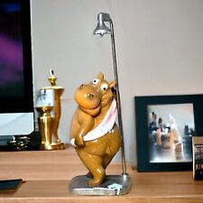 Charming Hippo Figurine with Shower Whimsical Home Accent Statue Quirky Gift picture
