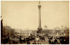 England, London, Nelson's Column, Carriages, Vintage Albumen Print Vintage  picture