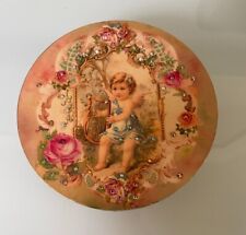 Unique Michal Negrin Trinket Box Glitters Crystals Angel Playing Harp  picture