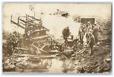 c1910's WW1 Disaster Accident Horse Wagon RPPC Photo Unposted Antique Postcard picture