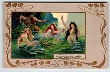 Mermaids Swimming Water Fantasy Postcard Tuck Rhine Wagner Opera 694 Unused 1904 picture