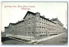 1913 Greetings From Notre Dame Convent Exterior Milwaukee Wisconsin WI Postcard picture