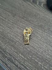 Vintage Blind Folded Lady Justice With Scales Gold Tone Lapel Pin es picture