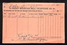 Butte Montana 1905 Rocky Mountain Bell Telephone Co. 25c Payment Receipt  picture
