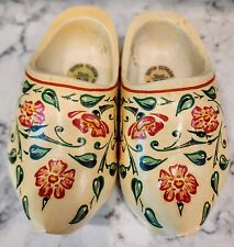 Vintage Wooden Floral Dutch Clogs 13cm Made In Holland picture