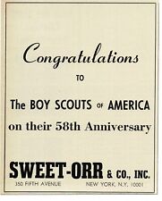 1968 SWEET-ORR pants Congrats to Boy Scouts 58th Anniversary Vintage Print Ad picture