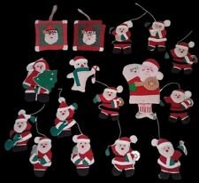 Lot of 16 Vtg Holiday Christmas Padded Puffy Cloth Santa Claus Ornaments snowman picture