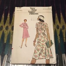 Vintage 1970s Vogue 9150 Loose Fitting Tie Neck Dress Sewing Pattern 18.5 UNCUT picture