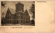 1st Baptist Church Franklin IN Undivided Postcard c1905 picture