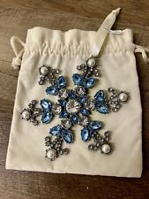VINTAGE POTTERY BARN BLUE SNOWFLAKE CHRISTMAS ORNAMENT JEWELED 5” picture