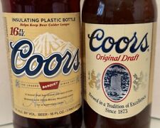 Two Coors 12 Oz (EMPTY) Paper Label Beer Bottles - 1 Plastic / 1 Glass picture