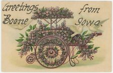 * GORGEOUS * EARLY POSTCARD - Greetings from Boone Iowa - Gold Glitter Letters picture