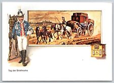 Tag der Briefmarke Horses and Carriage Embossed Old German Postcard POSTED 1981 picture