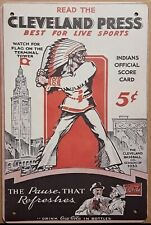 Cleveland Press Season of 1935 Indians Official Score Card hanging wall sign picture