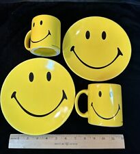 Set 4 Pieces Waechtersbach Smiley Face Plates & Mugs NEW Old Stock picture