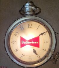 RARE VINTAGE 1950S BUDWEISER POCKET WATCH  BEER SIGN LIGHT CLOCK 