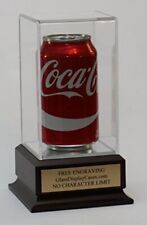 Beer or Soda Can Personalized Acrylic Display Case with Cherry Finish Wood Base  picture