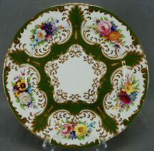 Wedgwood Hand Painted Floral Green & Gold Beaded 10 1/4 Inch Plate C. 1900 D picture