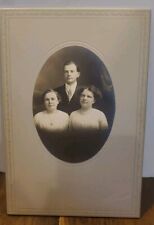 Vintage 1920s Family Siblings Oval Photograph Beautiful Rectangle 9x6 Hardboard  picture