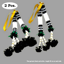 Thai Garland Artificial, black and white, total length 60 cm. commemorate x2 pcs picture