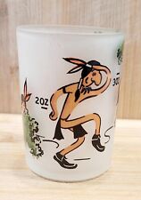 Vintage Frosted Glass Barware Native Americans 4 Oz Shot picture