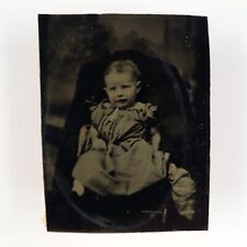 Hidden Mother Holding Child Tintype c1870 Antique 1/16 Plate Girl Photo C2678 picture
