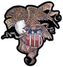 Large Patriotic EST 1776 USA Bald Eagle American Flag Embroidered Biker Patch picture