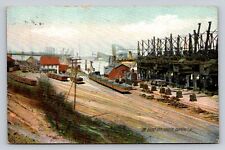 c1910 Rotograph Ore Docks And Harbor Railroad Cars Conneaut Ohio P220 picture