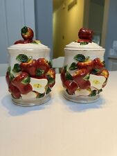 KMC Apple Canister Container Vintage Retro Red 3-D Design Kitchen Cute Set Of 2 picture