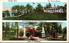 Potomac River Mt Vernon Mansion Tomb Washington VA Virginia WB Postcard VTG UNP picture