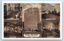Postcard - Lounge Bedroom & Lobby of Hotel President Hotel in New York City 1939 picture