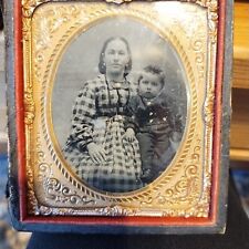 Antique Daguerreotype Mother and little Boy Broken Case picture