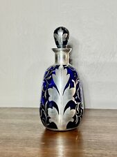 Antique Bischoff Venetian Blown Glass Cobalt Blue Decanter With Silver Overlay picture
