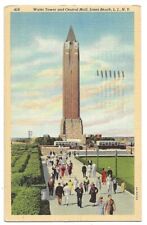 Long Island New York c1940's Jones Beach Water Tower and Central Mall, old bus picture