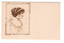 Postcard: Pretty Lady- sepia; ca 1900's; ribbon headbands; large earring picture