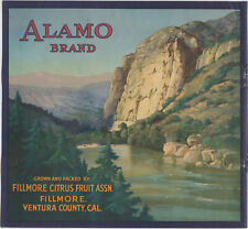 Alamo Brand VINTAGE Fillmore, California Orange Crate Label Ca. 1910s Authentic picture