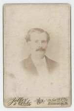 Antique c1880s Cabinet Card Handsome Man With Mustache in Suit Harrisburg, PA picture