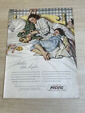 1947 Balanced Pacific Sheets Vintage Print Ad Life Magazine Mom Kids Bed picture