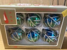 VTG Kmart 6 Ornaments Kresge Painted in West Germany Original Box Ombre  glitter picture
