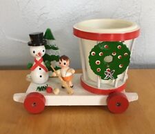 Vintage Wood Christmas Holiday Decoration Handpainted Planter Wagon Dickmal Cafi picture