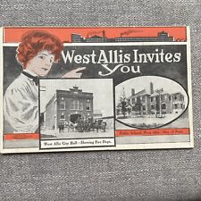 West Allis WI City Hall School Fire Department Advertising Postcard Wisconsin picture
