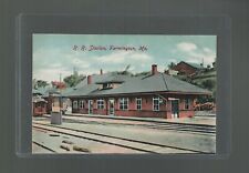 Postcard Railroad Train Station Farmington Maine Central Railroad Company 1907 picture
