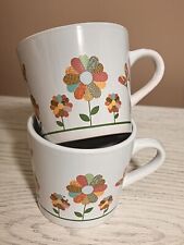 Trisa Patchwork Vintage Hippie Ceramic Mugs/Cups 7 oz Butterfly/Flower Power - 2 picture