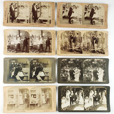 Antique People in Love Stereoview Lot of Marriage Proposal Dating Wedding D2111 picture
